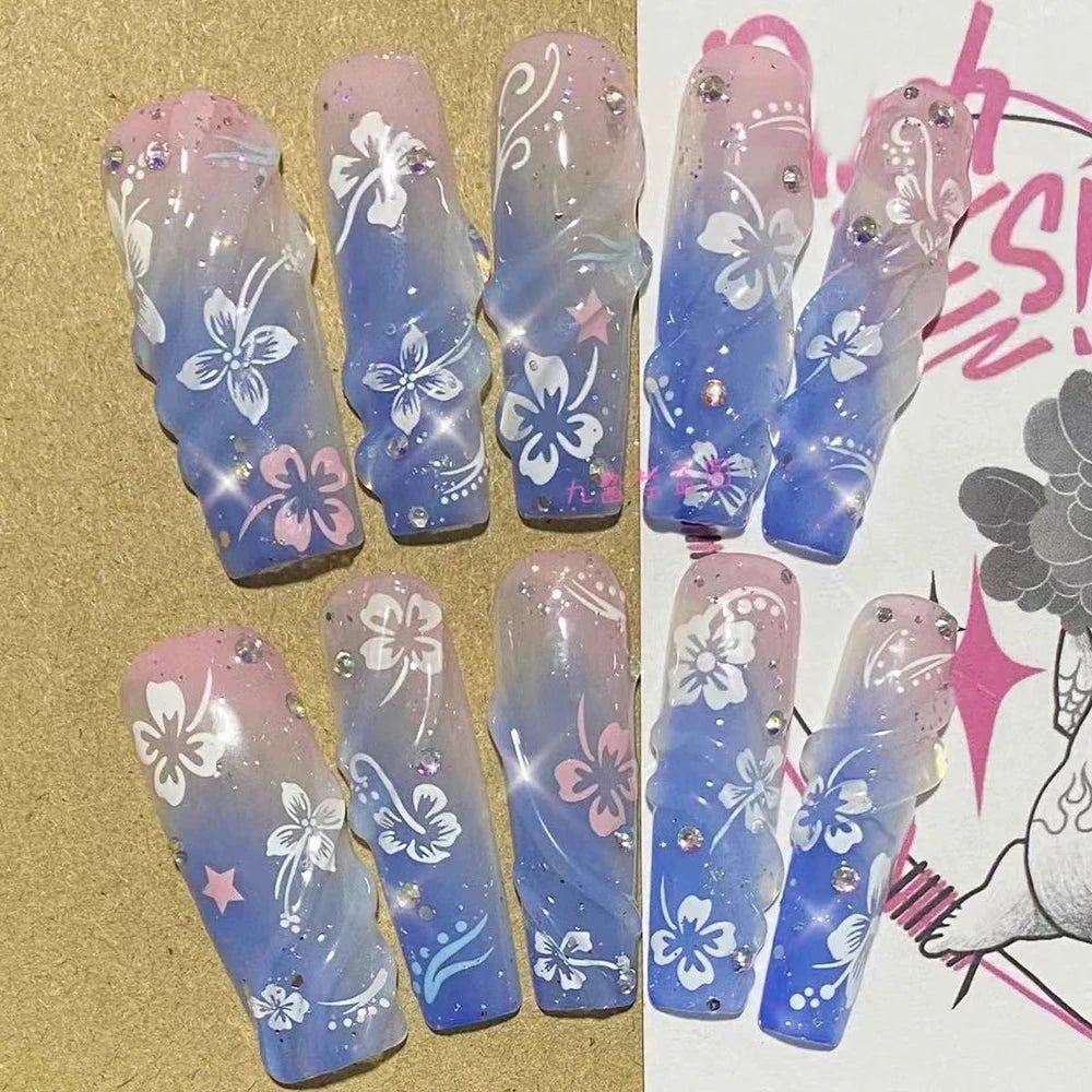 Hello Kitty Nails Y2K Leopard Print Press - On Reusable Set - Cake Pops Parties