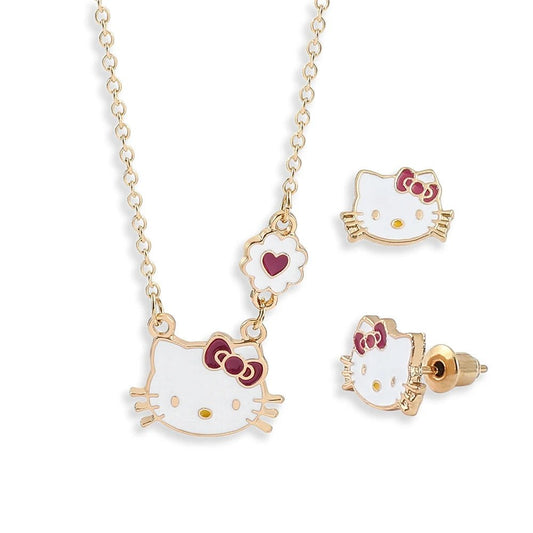 Hello Kitty Necklace Earrings Set Y2K Cat Charm Jewelry - Cake Pops Parties