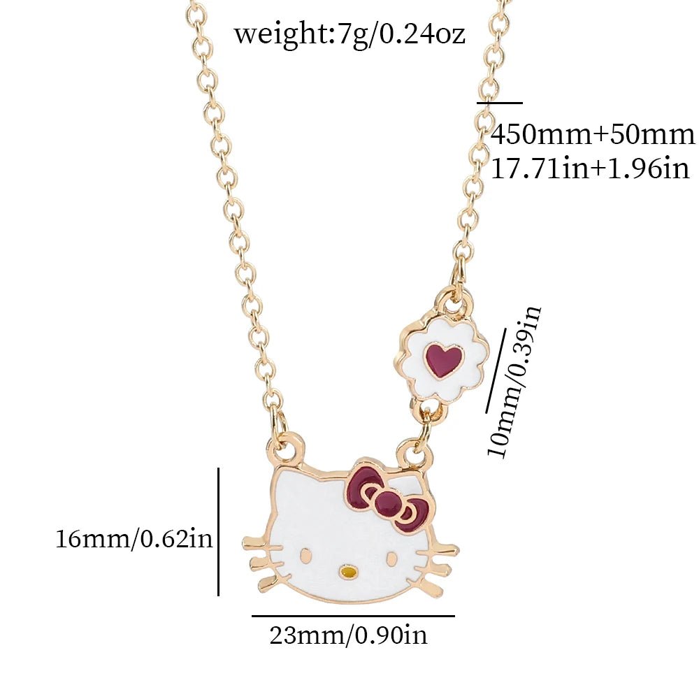 Hello Kitty Necklace Earrings Set Y2K Cat Charm Jewelry - Cake Pops Parties