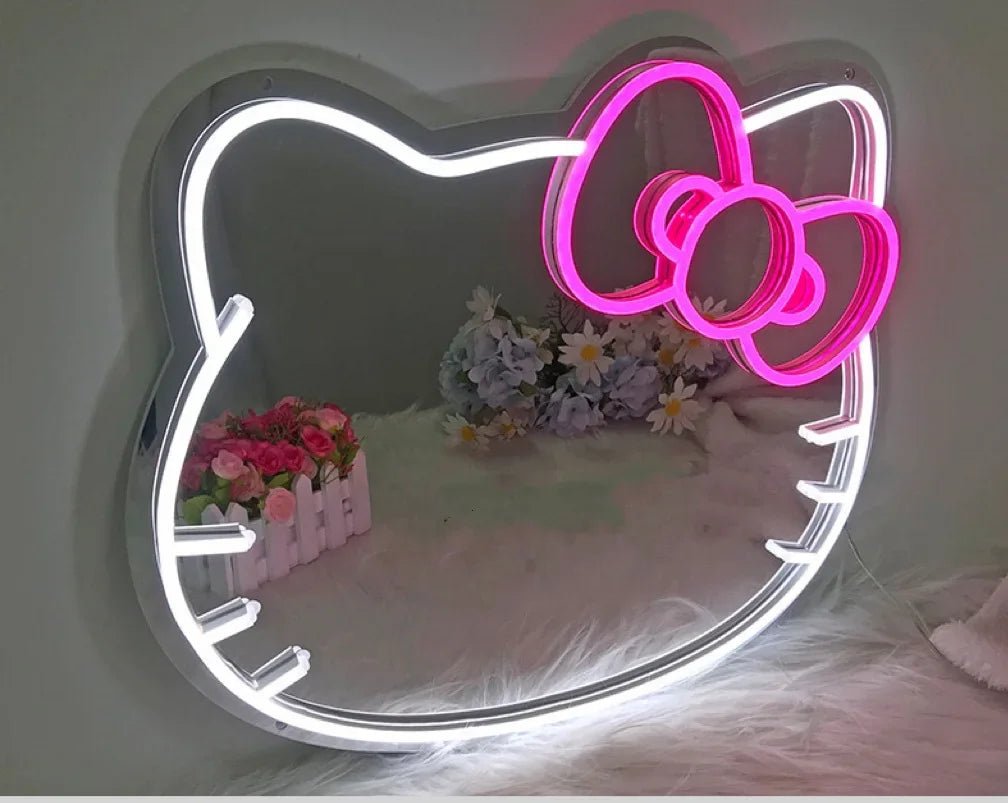 Hello Kitty Neon Mirror LED Wall Decor Night Light Bedroom - Cake Pops Parties
