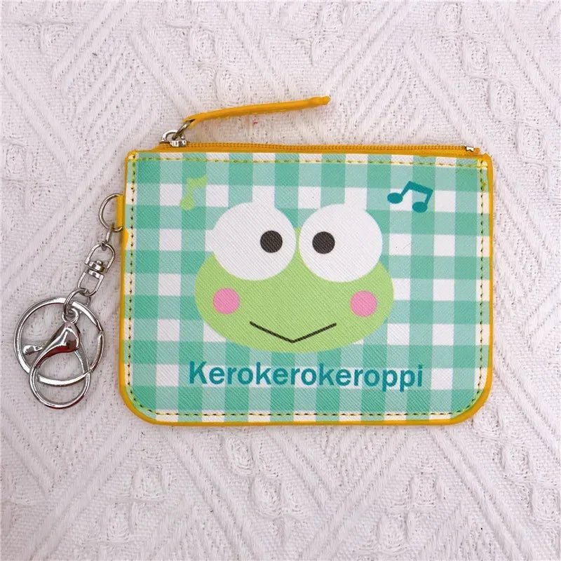 Hello Kitty Plaid Card Holder Coin Purse Keychain - Sanrio Storage Bag - Cake Pops Parties