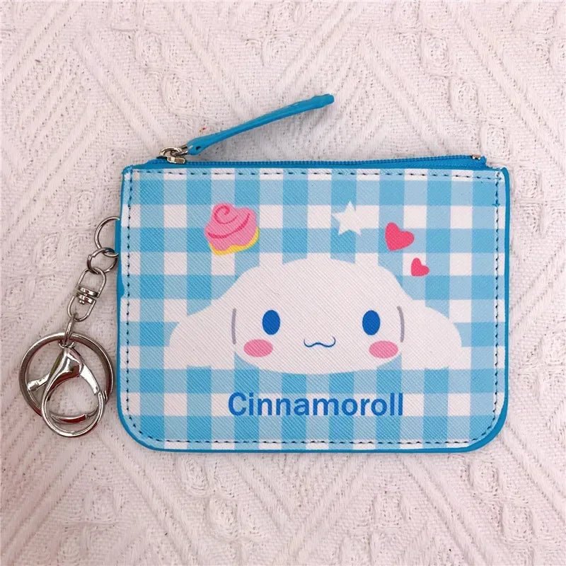 Hello Kitty Plaid Card Holder Coin Purse Keychain - Sanrio Storage Bag - Cake Pops Parties
