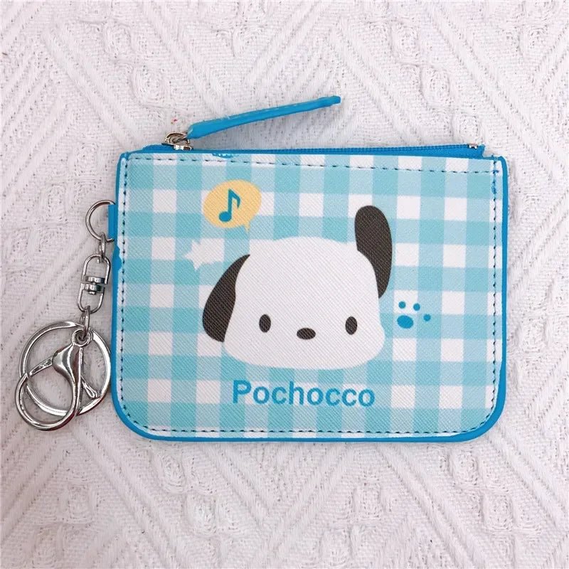 Hello Kitty Plaid Card Holder Coin Purse Keychain - Sanrio Storage Bag - Cake Pops Parties