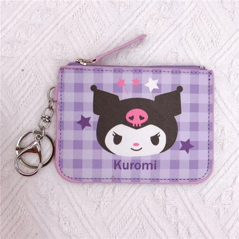 Hello Kitty Plaid Card Holder Coin Purse Keychain - Sanrio Storage Bag - Cake Pops Parties
