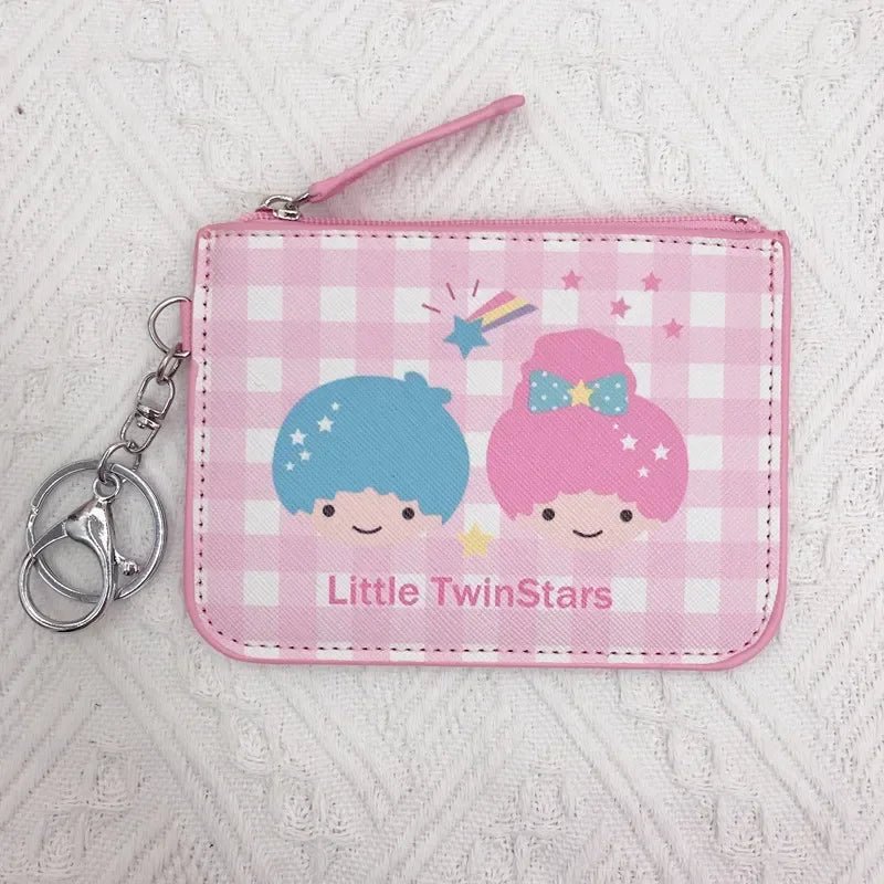 Hello Kitty Plaid Card Holder Coin Purse Keychain - Sanrio Storage Bag - Cake Pops Parties