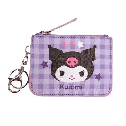 Hello Kitty Plaid Card Holder Coin Purse Keychain - Sanrio Storage Bag - Cake Pops Parties