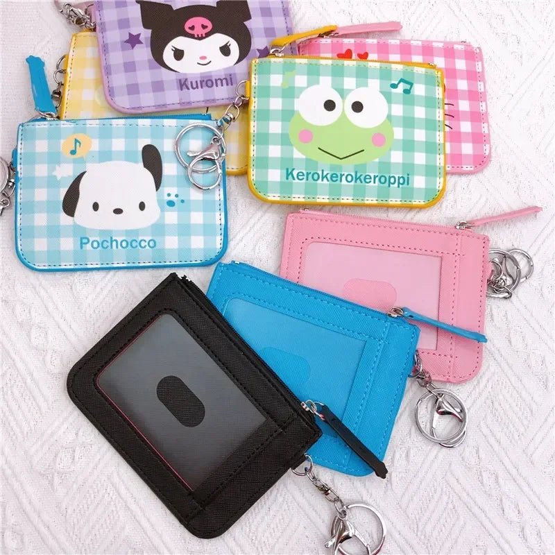 Hello Kitty Plaid Card Holder Coin Purse Keychain - Sanrio Storage Bag - Cake Pops Parties
