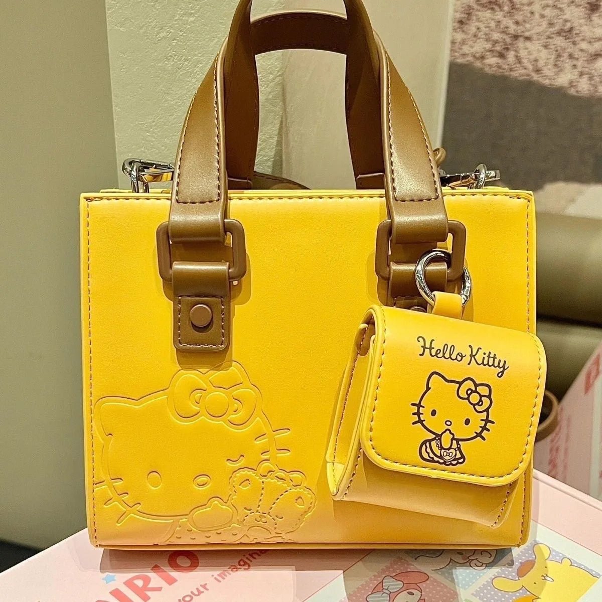 Hello Kitty Shoulder Bag | Crossbody Handbag with Headphone Pouch - Cake Pops Parties