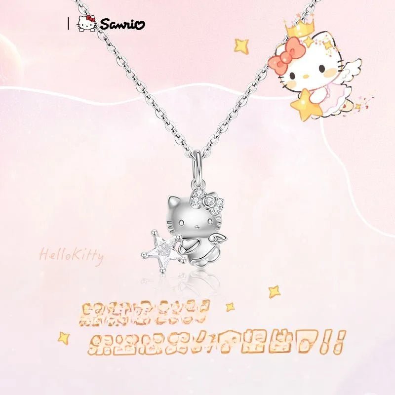 Hello Kitty Sterling Silver Necklace Kuromi Stitch Pendant - Cake Pops Parties
