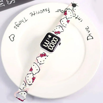 Hello Kitty Stitch Pikachu LED Watch Youth Fashion Square Gift - Cake Pops Parties