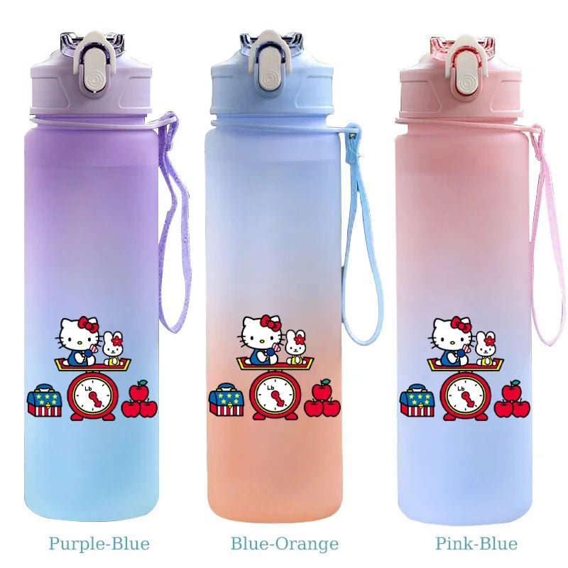 Hello Kitty Straw Water Bottle 750ML Cute Travel Office Cup - Cake Pops Parties