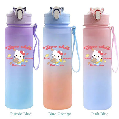 Hello Kitty Straw Water Bottle 750ML Cute Travel Office Cup - Cake Pops Parties