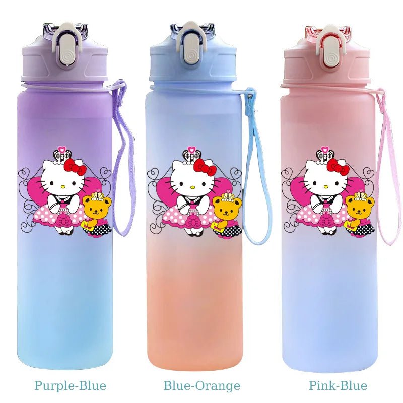 Hello Kitty Straw Water Bottle 750ML Cute Travel Office Cup - Cake Pops Parties