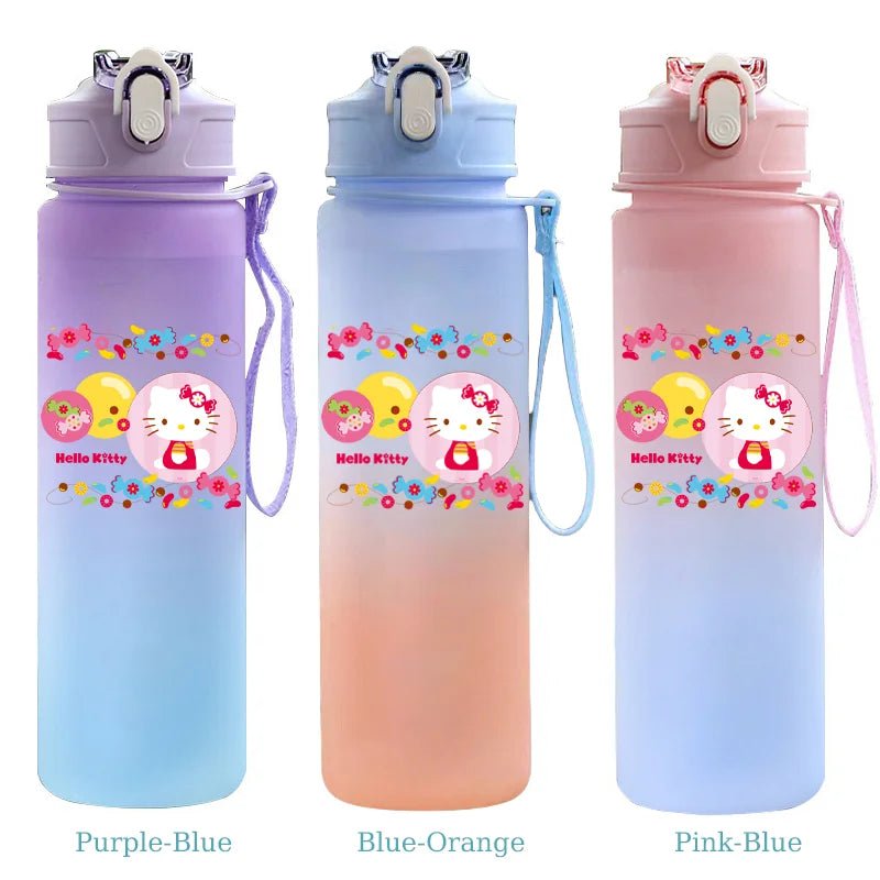 Hello Kitty Straw Water Bottle 750ML Cute Travel Office Cup - Cake Pops Parties