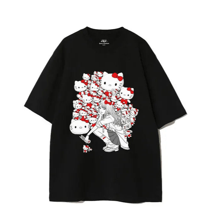 Hello Kitty Tomie Retro Cute Cotton Anime Unisex Summer Tee - Cake Pops Parties