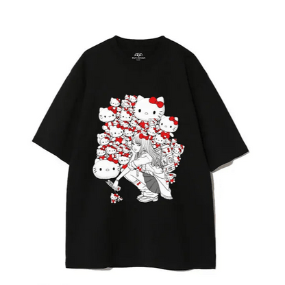 Hello Kitty Tomie Retro Cute Cotton Anime Unisex Summer Tee - Cake Pops Parties