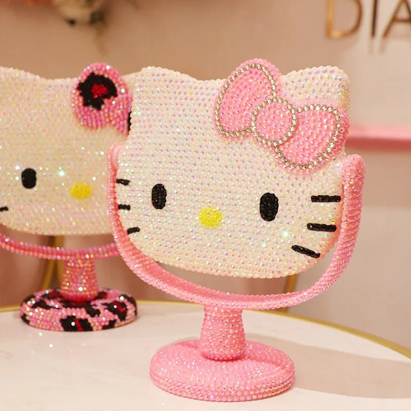 Hello Kitty Vanity Mirror Pink Rhinestone Handheld Flip Gift - Cake Pops Parties