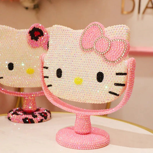 Hello Kitty Vanity Mirror Pink Rhinestone Handheld Flip Gift - Cake Pops Parties