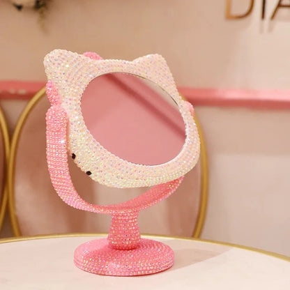 Hello Kitty Vanity Mirror Pink Rhinestone Handheld Flip Gift - Cake Pops Parties