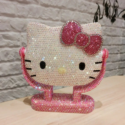 Hello Kitty Vanity Mirror Pink Rhinestone Handheld Flip Gift - Cake Pops Parties