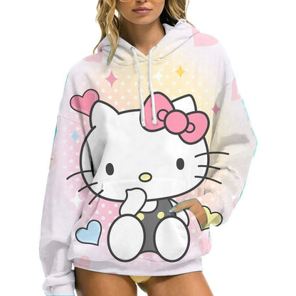 Hello Kitty Women’s Hoodie - Cozy Autumn/Winter Sportswear Casual Wear - Cake Pops Parties