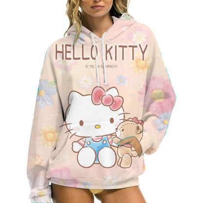 Hello Kitty Women’s Hoodie - Cozy Autumn/Winter Sportswear Casual Wear - Cake Pops Parties