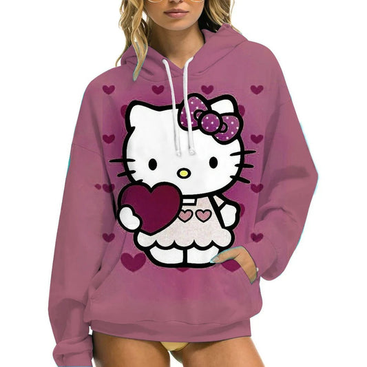 Hello Kitty Women’s Hoodie - Cozy Autumn/Winter Sportswear Casual Wear - Cake Pops Parties