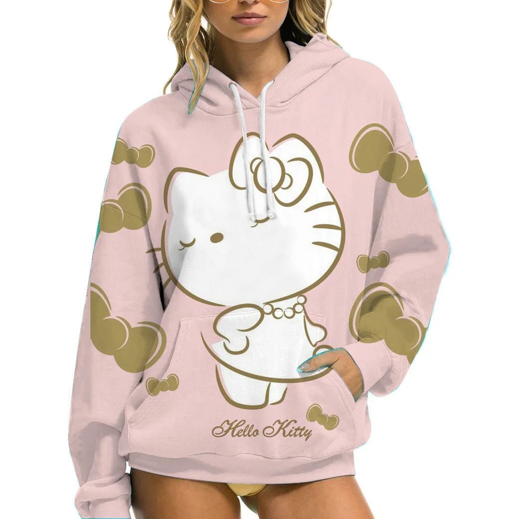 Hello Kitty Women’s Hoodie - Cozy Autumn/Winter Sportswear Casual Wear - Cake Pops Parties