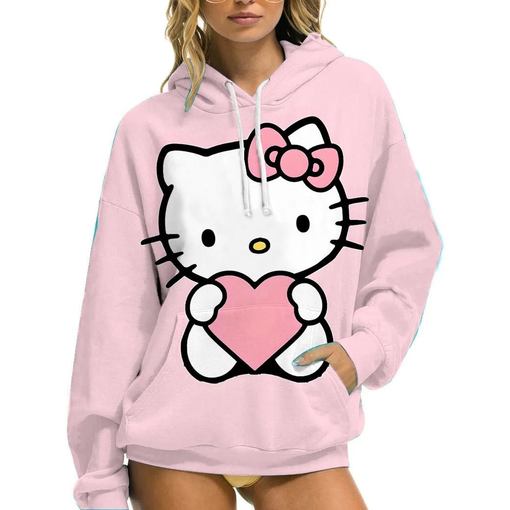 Hello Kitty Women’s Hoodie - Cozy Autumn/Winter Sportswear Casual Wear - Cake Pops Parties