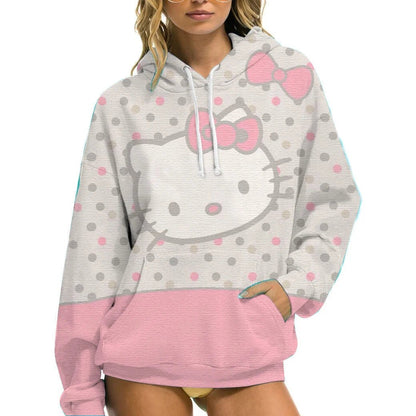 Hello Kitty Women’s Hoodie - Cozy Autumn/Winter Sportswear Casual Wear - Cake Pops Parties