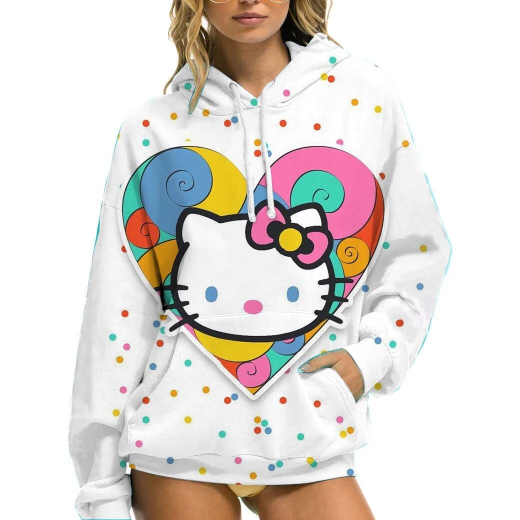 Hello Kitty Women’s Hoodie - Cozy Autumn/Winter Sportswear Casual Wear - Cake Pops Parties