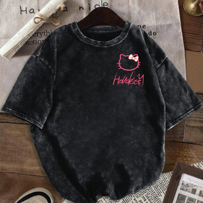 Hello Kitty Women’s Retro T-Shirt | Pink Bow Crew Neck Short Sleeve - Cake Pops Parties