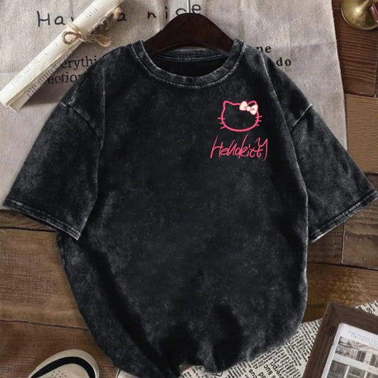 Hello Kitty Women’s Retro T-Shirt | Pink Bow Crew Neck Short Sleeve - Cake Pops Parties