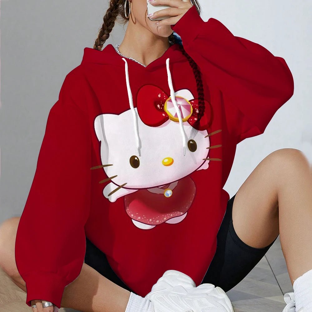 Hello Kitty Women’s Soft Hoodie | Printed Spring & Autumn Sports Top - Cake Pops Parties