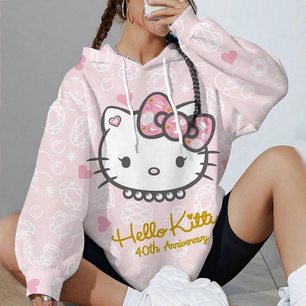 Hello Kitty Women’s Soft Hoodie | Printed Spring & Autumn Sports Top - Cake Pops Parties