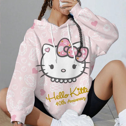 Hello Kitty Women’s Soft Hoodie | Printed Spring & Autumn Sports Top - Cake Pops Parties