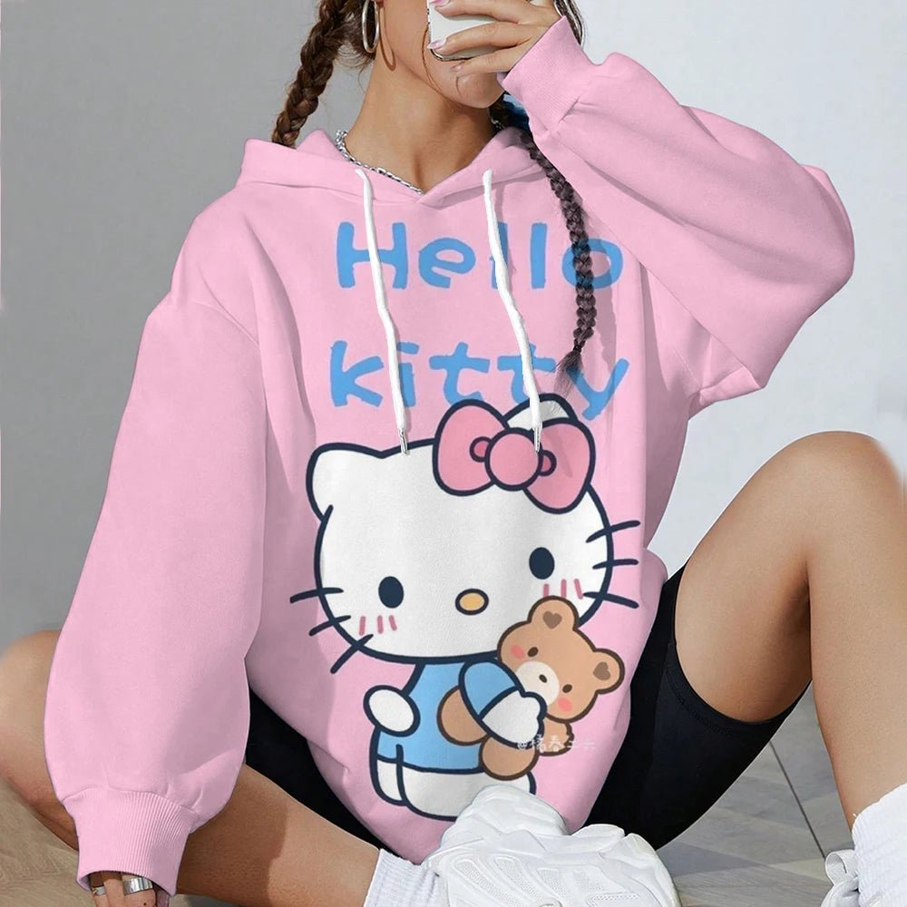 Hello Kitty Women’s Soft Hoodie | Printed Spring & Autumn Sports Top - Cake Pops Parties