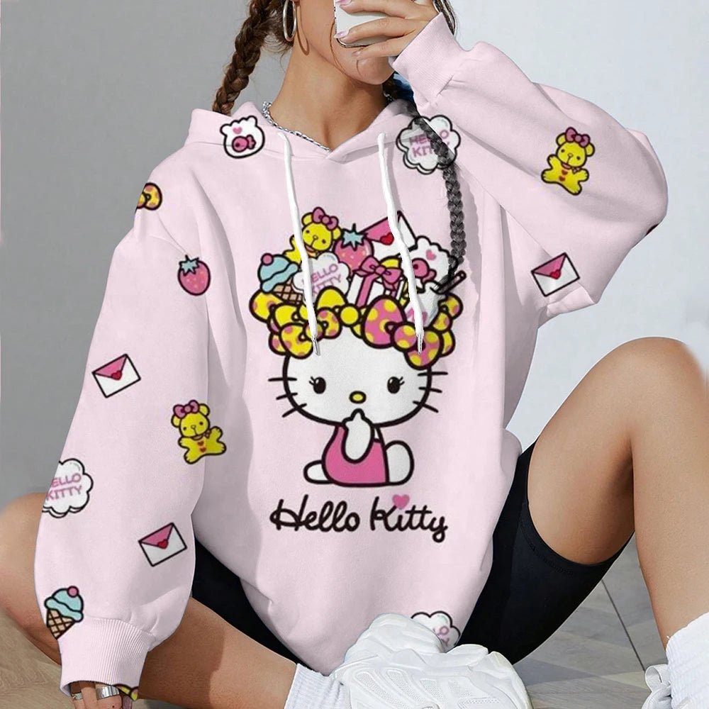 Hello Kitty Women’s Soft Hoodie | Printed Spring & Autumn Sports Top - Cake Pops Parties