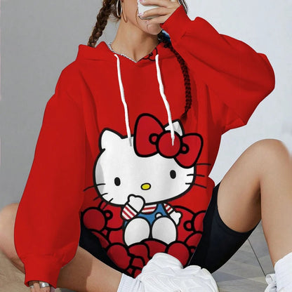 Hello Kitty Women’s Soft Hoodie | Printed Spring & Autumn Sports Top - Cake Pops Parties