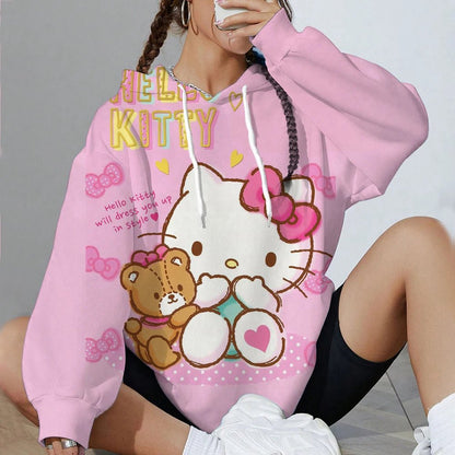Hello Kitty Women’s Soft Hoodie | Printed Spring & Autumn Sports Top - Cake Pops Parties