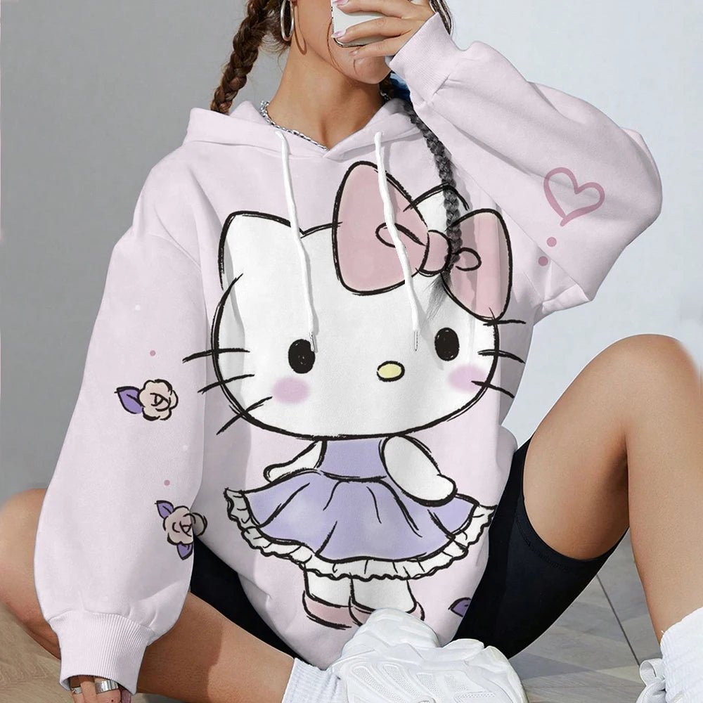 Hello Kitty Women’s Soft Hoodie | Printed Spring & Autumn Sports Top - Cake Pops Parties