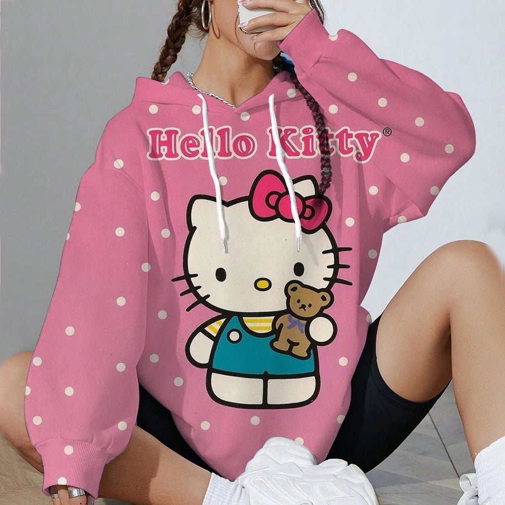 Hello Kitty Women’s Soft Hoodie | Printed Spring & Autumn Sports Top - Cake Pops Parties