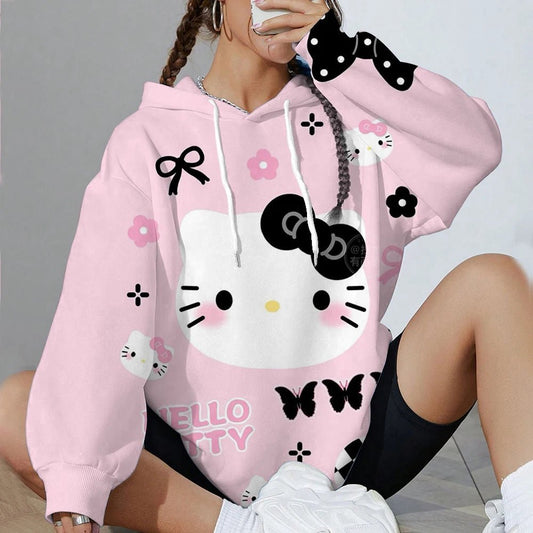 Hello Kitty Women’s Soft Hoodie | Printed Spring & Autumn Sports Top - Cake Pops Parties