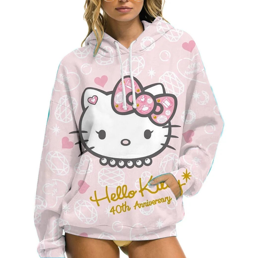 Hello Kitty Women’s Winter Hoodie | Casual Loose Fit with Pockets - Cake Pops Parties