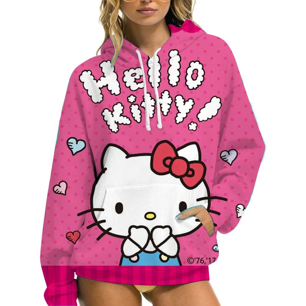 Hello Kitty Women’s Winter Hoodie | Casual Loose Fit with Pockets - Cake Pops Parties