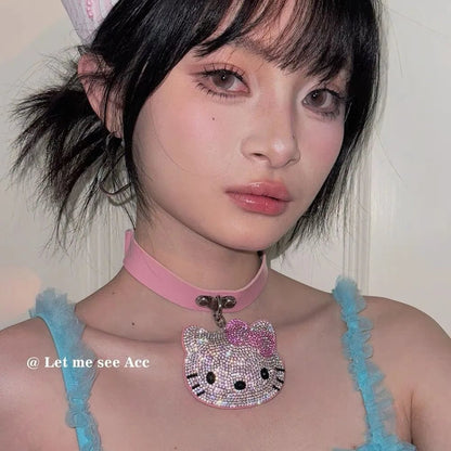 Hello Kitty Y2K Kawaii Diamond Belt Necklace Vintage Style - Cake Pops Parties