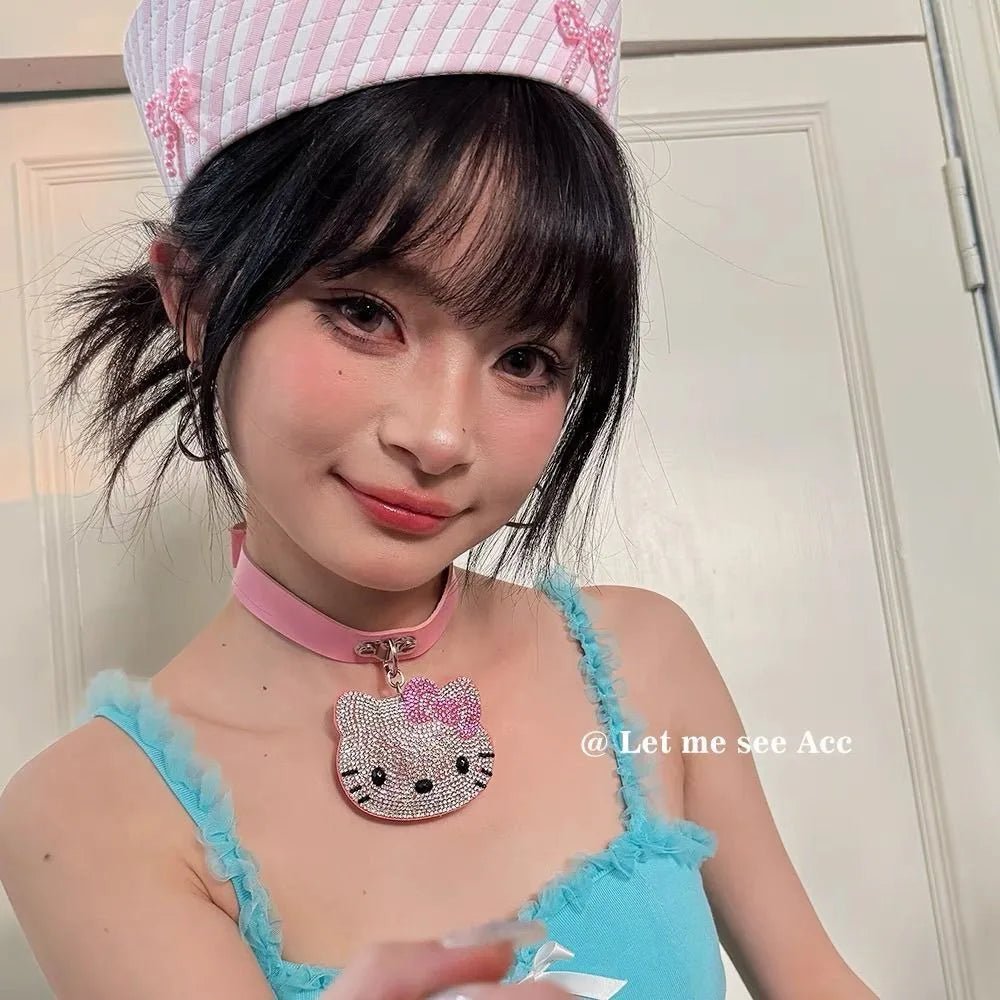 Hello Kitty Y2K Kawaii Diamond Belt Necklace Vintage Style - Cake Pops Parties