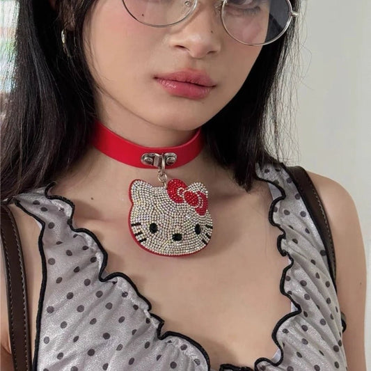 Hello Kitty Y2K Kawaii Diamond Belt Necklace Vintage Style - Cake Pops Parties