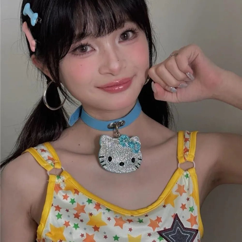 Hello Kitty Y2K Kawaii Diamond Belt Necklace Vintage Style - Cake Pops Parties