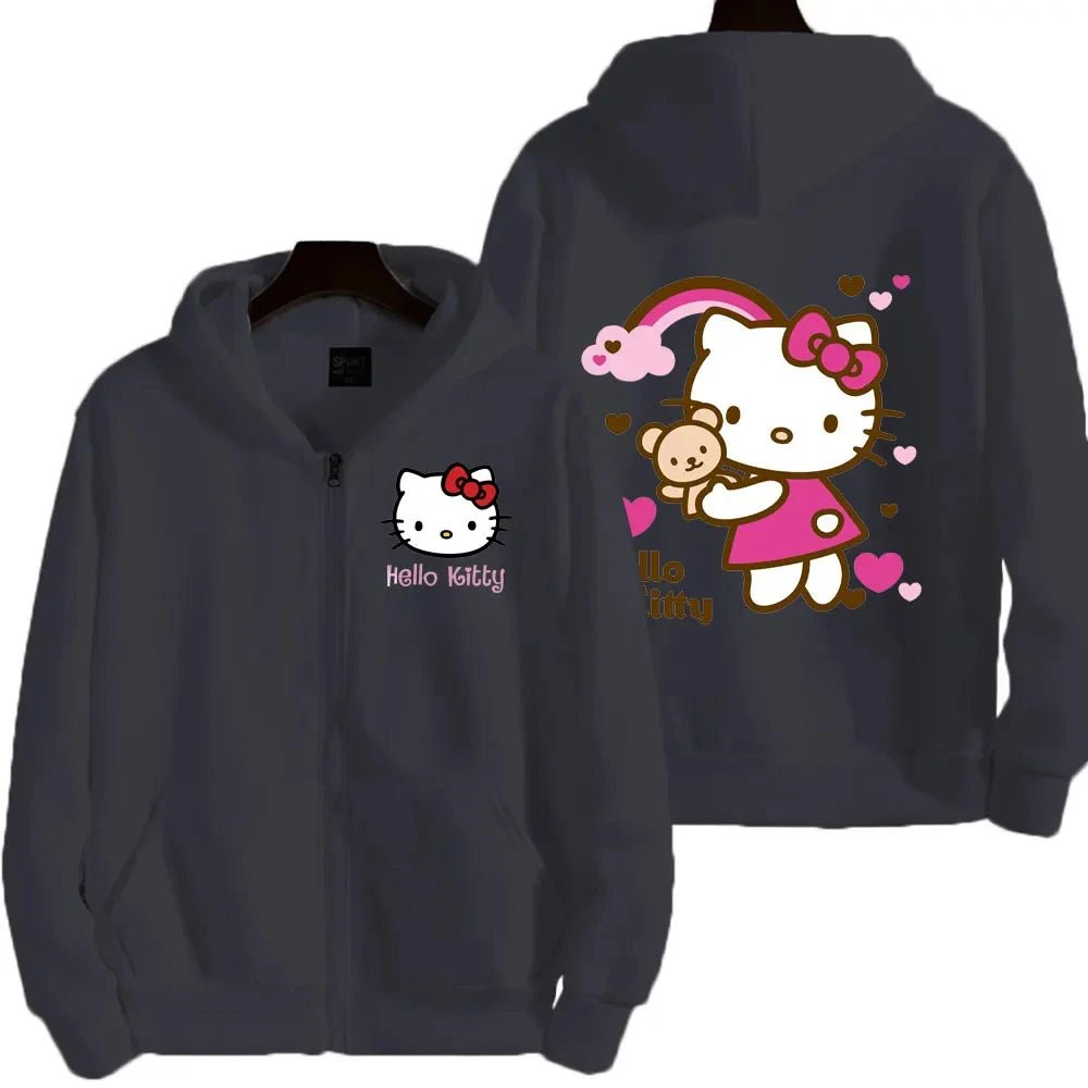 Hello Kitty Zipper Hoodie | Kawaii Sanrio Spring Autumn Street Trend - Cake Pops Parties